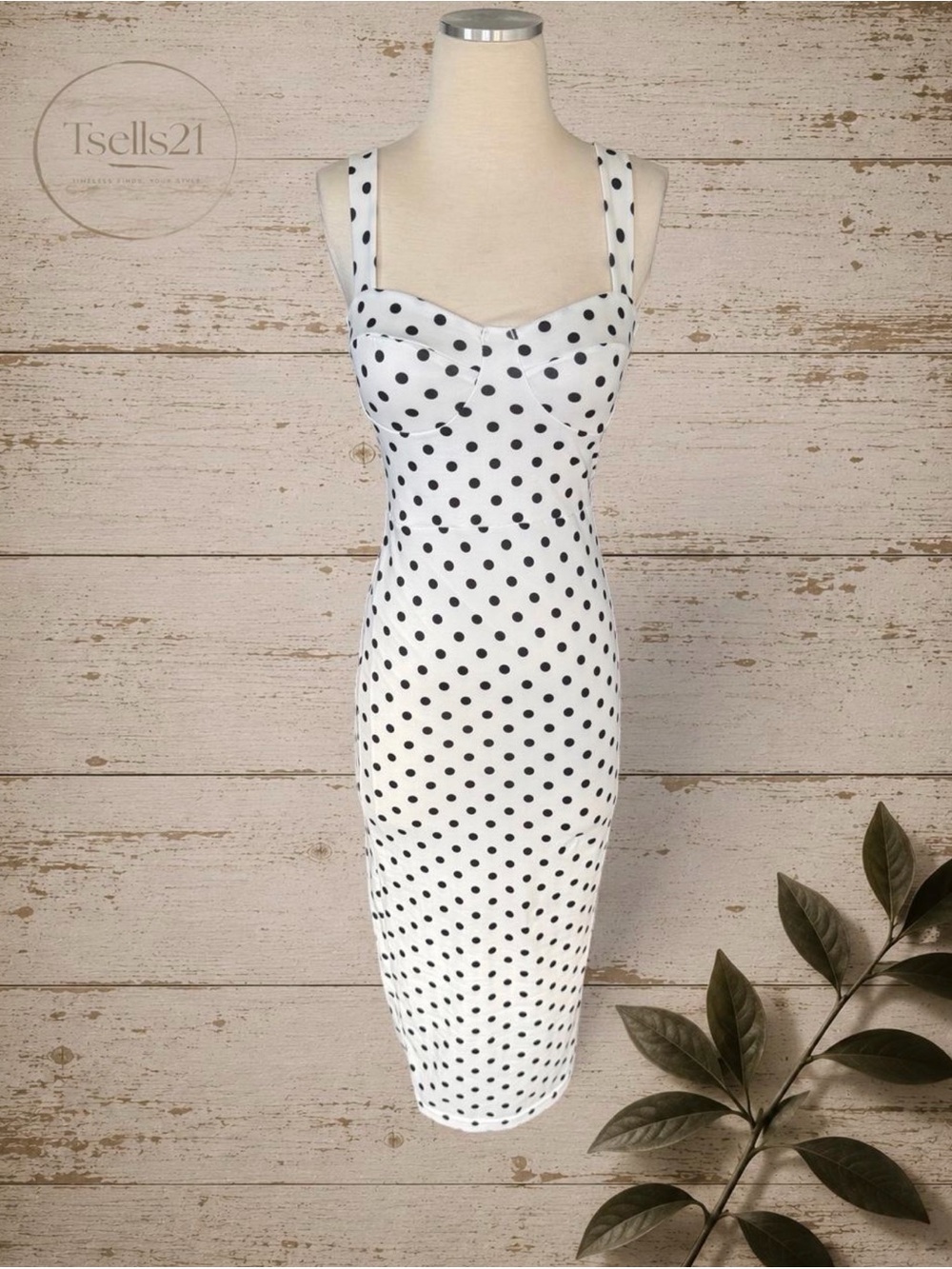 SHEIN Polka Dot Sweetheart Midi Dress - Size S